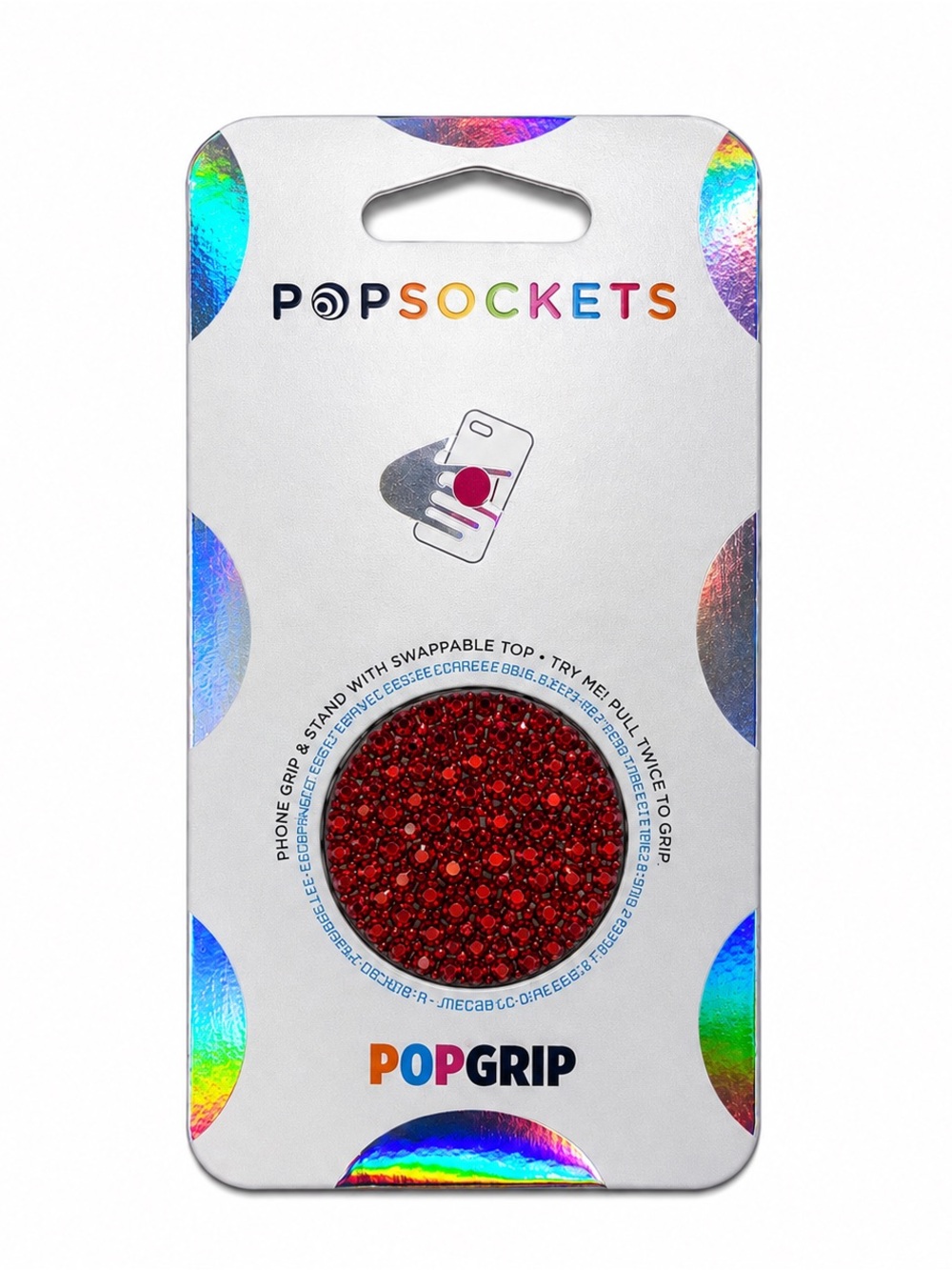 Siam Red Luxe Crystals PopSocket Phone Holder Grip New